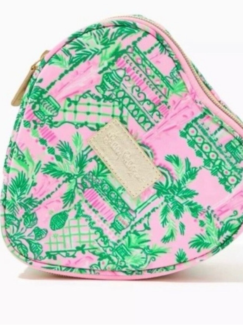 Lilly Pulitzer Pink & Green Printed Heart Cosmetic Pouch GWP